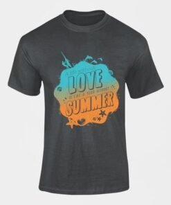 Black Short Sleeve T-Shirt with Love Summer Print