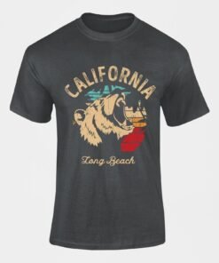 Black Short Sleeve T-Shirt with California Map Print